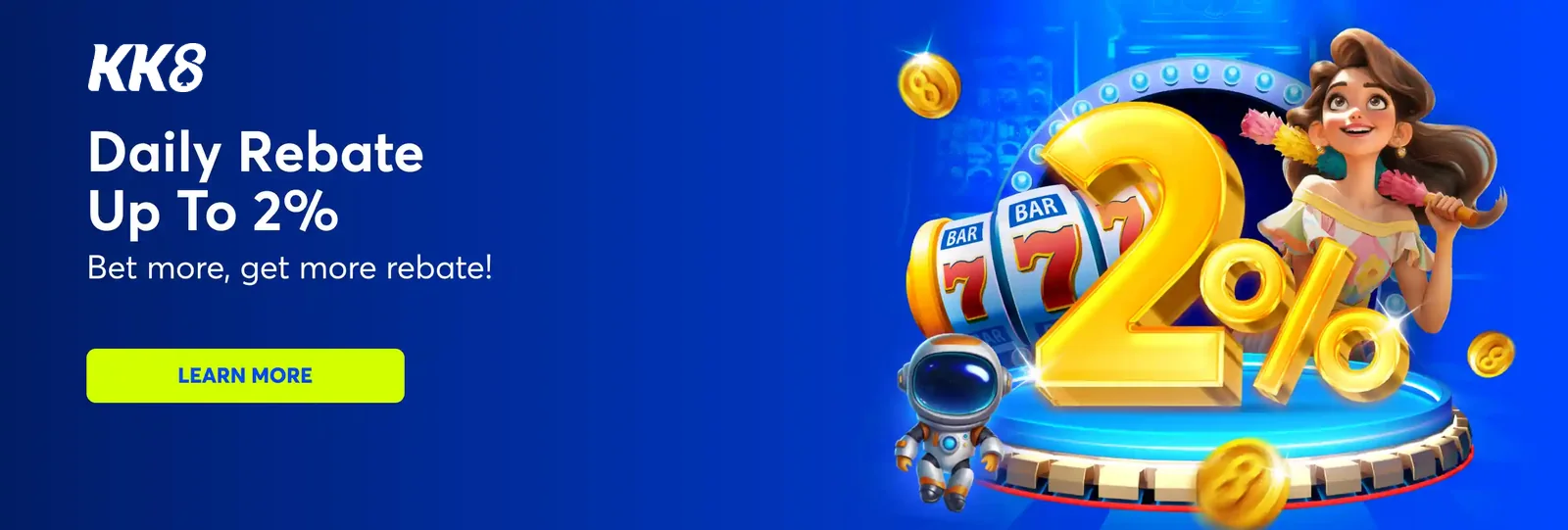 KK8 daily slot rebate up to 2%